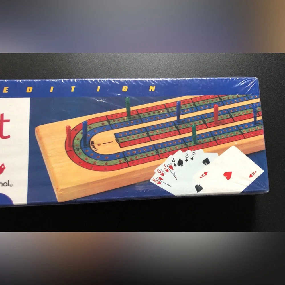 Vintage 1997 Cardinal Deluxe Solid Wood Cribbage Set, Premier Edition, Sealed